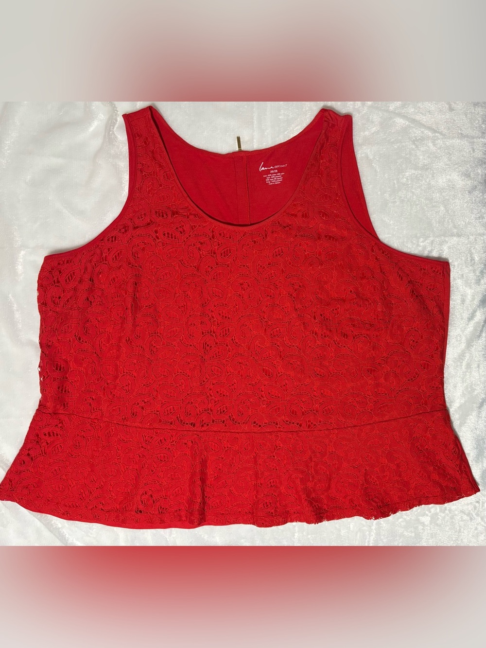 Red Lace Peplum Sleeveless LANE BRYANT Top